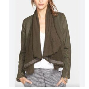 Free People Women's Drape Front Moto Jacket Green Size 4 Casual